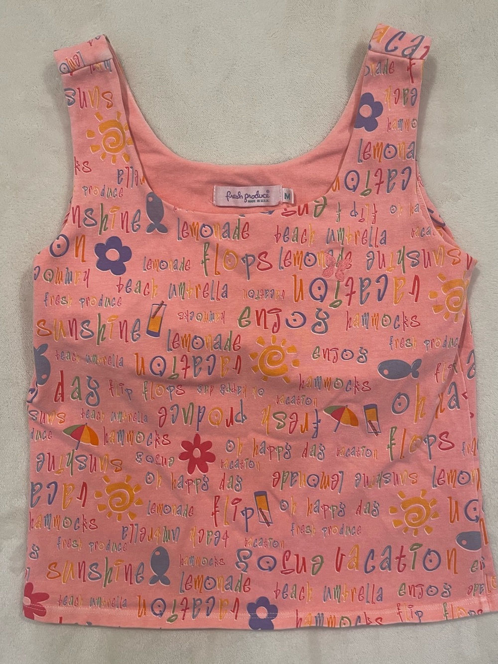 fresh produce Pink Summer Graphic Tank Top